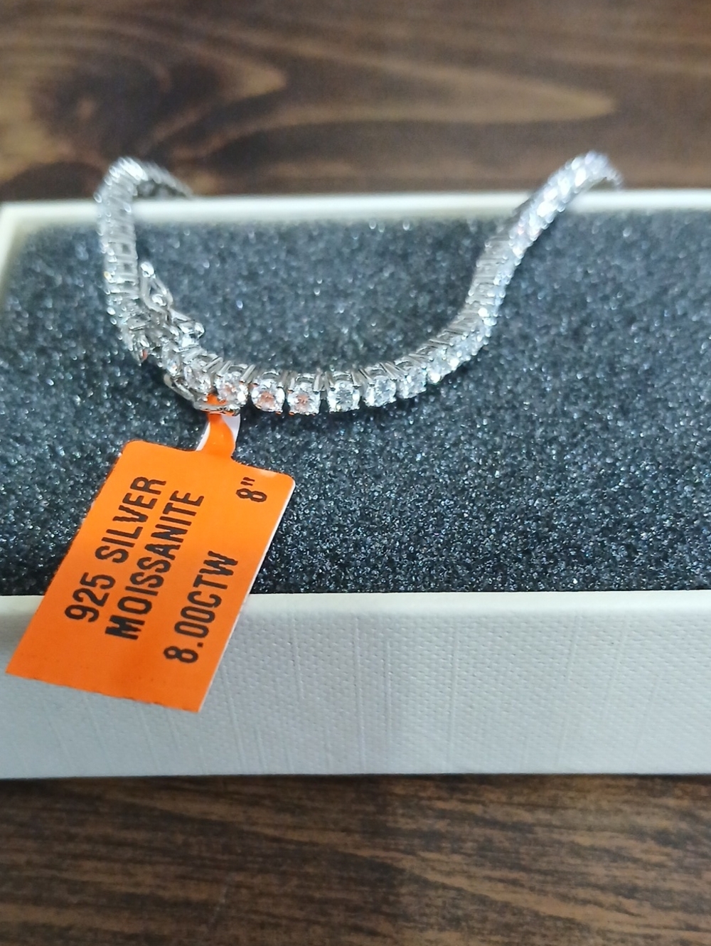 Sterling Silver Moissanite Tennis Bracelet - Silver - 8"